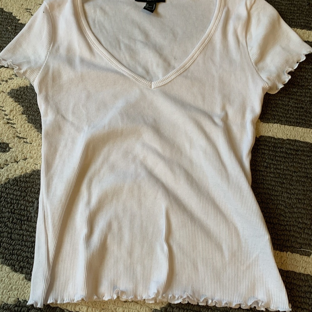 white v neck tee